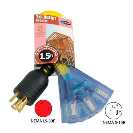 Conntek Plug Adapter, SJTW, 5-15R, L5-30P, 1.5 ft., Yellow WL530515